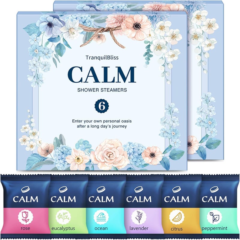 TranquilBliss Shower Steamers 12 Count, Shower Steamers with Natural Ingredients, 6 Different Scents & Individually Wrapped, Christmas and Birthday Good Option for Your Loved Ones (2 Pack) - Image 1